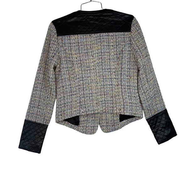 Collection by Bernardo Multicolor Tweed Faux Leather Jacket Size Medium - Picture 6 of 9